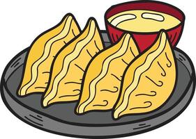 hand- getrokken gyoza of knoedels Chinese en Japans voedsel illustratie vector