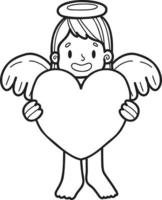 hand- getrokken Cupido met hart illustratie vector