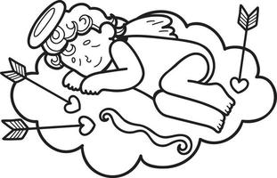 hand- getrokken Cupido met wolken illustratie vector