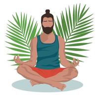 meditatie in de lotus positie, een Mens mediteert vector