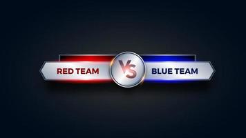 vs versus strijd opschrift modern banier sjabloon, rood en blauw glimmend achtergrond, strijd spel, spel koppel vector