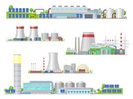 nucleair en macht plant, gas- station gebouwen vector