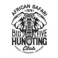 olifant t-shirt afdrukken van Afrikaanse safari jacht- vector