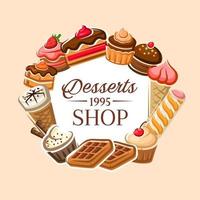 zoet taarten, donuts, gebakje en desserts winkel vector