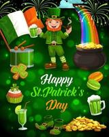 elf van Ierse folklore, bier, goud, Iers vlag. patricks dag vector