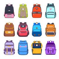 vlak pictogrammen van school- Tassen en rugzakken, handtassen vector