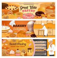 bakkerij, toetjes, gebakje cakes en snoepgoed vector