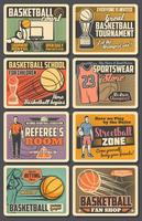 basketbal spelers vector retro wijnoogst posters