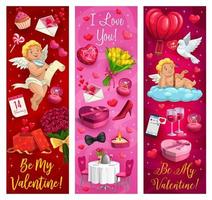 valentijnsdag dag romantisch liefde banners vector