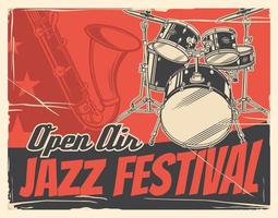 jazz- musical instrumenten poster van muziek- festival vector
