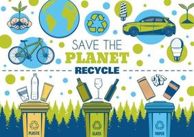 recycle symbool en eco groen aarde planeet vector