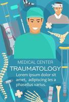 traumatologie medisch kliniek en dokter, vector