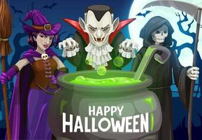 halloween heks, dracula vampier, dood skelet vector