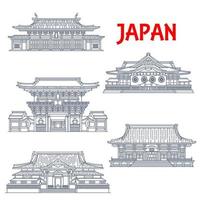 reizen mijlpaal van Japan pictogrammen van tokyo gebouwen vector