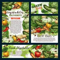 groenten en groen groenten, boerderij voedsel schetsen vector