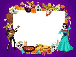 dag van dood in Mexico, dansen vrouw Mens skeletten vector