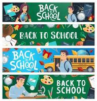 school- onderwijs banners met tekenfilm vector leerling