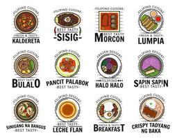 kalereta sisig voedsel Filipijns keuken menu logo vector