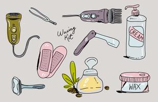 Waxing Kit Hand getekende vector illustratie