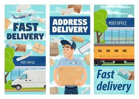 vracht en pakketten mail levering, postbode vector