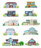 echt landgoed huis gebouw en huisje huis pictogrammen vector