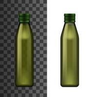 groen glas fles, olijf- olie realistisch 3d mockup vector