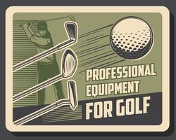 golf sport retro poster, speler met club vector