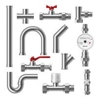 loodgieter uitrusting, adapters, kleppen en stromen meter vector