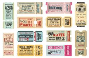 paard racing sport kaartjes, ruiter wedstrijd vector