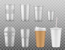 beschikbaar papier of plastic cups geïsoleerd pictogrammen vector