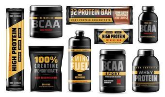 eiwit containers, bcaa sport voedsel supplementen vector