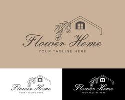 bloem huis logo ontwerp vector