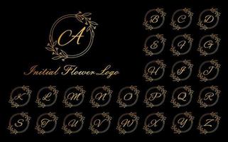 reeks van luxe cirkel alfabet brief bloemen ontwerp. elegant goud alfabet Koninklijk logo icoon. vector