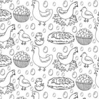 naadloos patroon met kippen, hanen en kippen. vector illustratie.