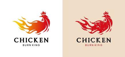 brand kip koning logo ontwerp, gebakken kip restaurant, kip boerderij vector