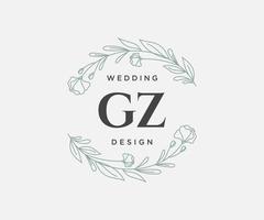 gz initialen brief bruiloft monogram logos verzameling, hand- getrokken modern minimalistisch en bloemen Sjablonen voor uitnodiging kaarten, opslaan de datum, elegant identiteit voor restaurant, boetiek, cafe in vector