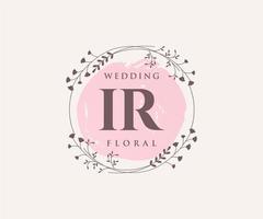 ir initialen brief bruiloft monogram logos sjabloon, hand- getrokken modern minimalistisch en bloemen Sjablonen voor uitnodiging kaarten, opslaan de datum, elegant identiteit. vector