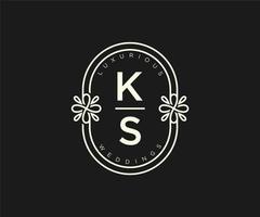 ks initialen brief bruiloft monogram logos sjabloon, hand- getrokken modern minimalistisch en bloemen Sjablonen voor uitnodiging kaarten, opslaan de datum, elegant identiteit. vector