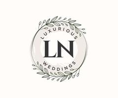 ln initialen brief bruiloft monogram logos sjabloon, hand- getrokken modern minimalistisch en bloemen Sjablonen voor uitnodiging kaarten, opslaan de datum, elegant identiteit. vector