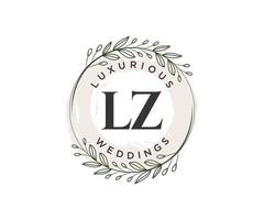 lz initialen brief bruiloft monogram logos sjabloon, hand- getrokken modern minimalistisch en bloemen Sjablonen voor uitnodiging kaarten, opslaan de datum, elegant identiteit. vector