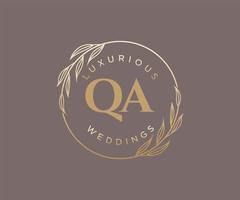 qa initialen brief bruiloft monogram logos sjabloon, hand- getrokken modern minimalistisch en bloemen Sjablonen voor uitnodiging kaarten, opslaan de datum, elegant identiteit. vector