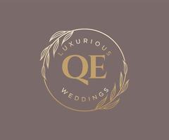 qe initialen brief bruiloft monogram logos sjabloon, hand- getrokken modern minimalistisch en bloemen Sjablonen voor uitnodiging kaarten, opslaan de datum, elegant identiteit. vector