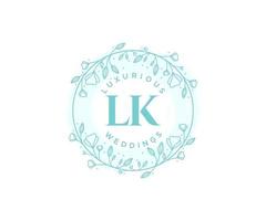 lk initialen brief bruiloft monogram logos sjabloon, hand- getrokken modern minimalistisch en bloemen Sjablonen voor uitnodiging kaarten, opslaan de datum, elegant identiteit. vector