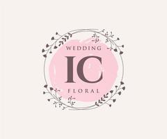 ic initialen brief bruiloft monogram logos sjabloon, hand- getrokken modern minimalistisch en bloemen Sjablonen voor uitnodiging kaarten, opslaan de datum, elegant identiteit. vector