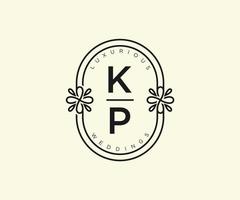 kp initialen brief bruiloft monogram logos sjabloon, hand- getrokken modern minimalistisch en bloemen Sjablonen voor uitnodiging kaarten, opslaan de datum, elegant identiteit. vector