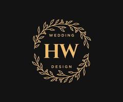 hw initialen brief bruiloft monogram logos verzameling, hand- getrokken modern minimalistisch en bloemen Sjablonen voor uitnodiging kaarten, opslaan de datum, elegant identiteit voor restaurant, boetiek, cafe in vector