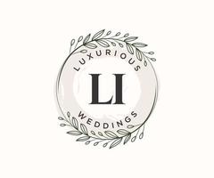 li initialen brief bruiloft monogram logos sjabloon, hand- getrokken modern minimalistisch en bloemen Sjablonen voor uitnodiging kaarten, opslaan de datum, elegant identiteit. vector