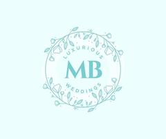 mb initialen brief bruiloft monogram logos sjabloon, hand- getrokken modern minimalistisch en bloemen Sjablonen voor uitnodiging kaarten, opslaan de datum, elegant identiteit. vector