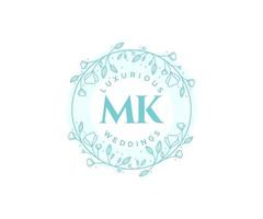 mk initialen brief bruiloft monogram logos sjabloon, hand- getrokken modern minimalistisch en bloemen Sjablonen voor uitnodiging kaarten, opslaan de datum, elegant identiteit. vector