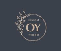 oy initialen brief bruiloft monogram logos sjabloon, hand- getrokken modern minimalistisch en bloemen Sjablonen voor uitnodiging kaarten, opslaan de datum, elegant identiteit. vector